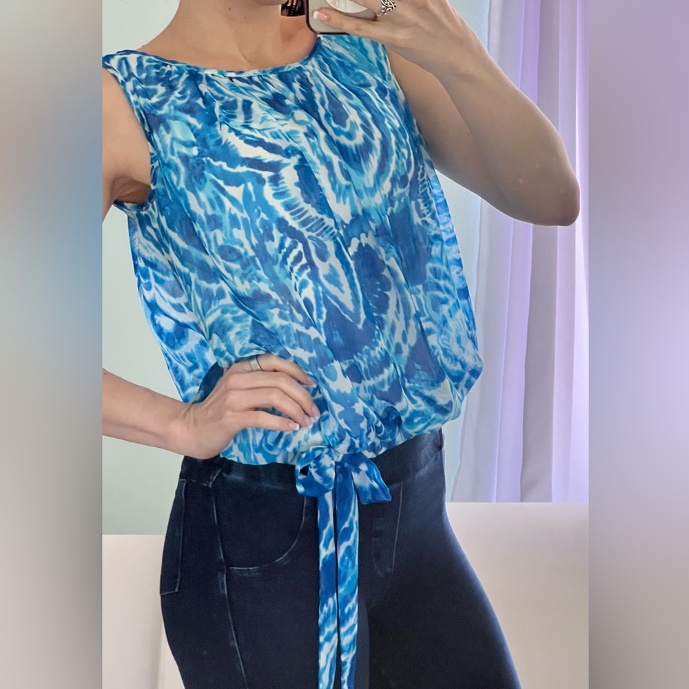 Cache Blue And White Patterned Blouse - image 1
